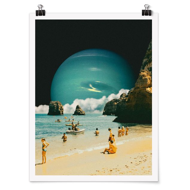Wandbilder Retro Collage - Weltraum Strand