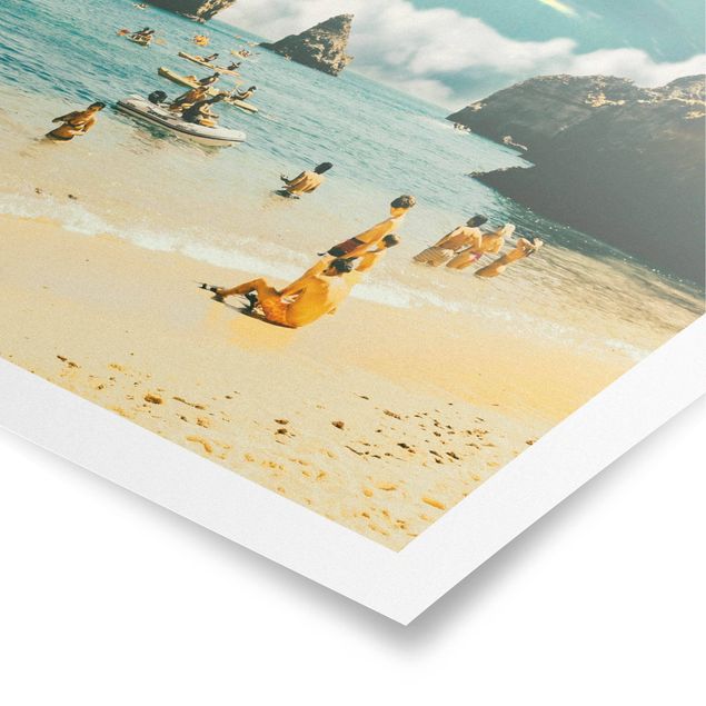 Poster bestellen Retro Collage - Weltraum Strand