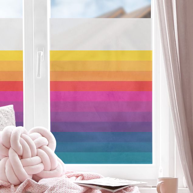 Fensterfolie Streifen selbstklebend Retro Regenbogen Streifen