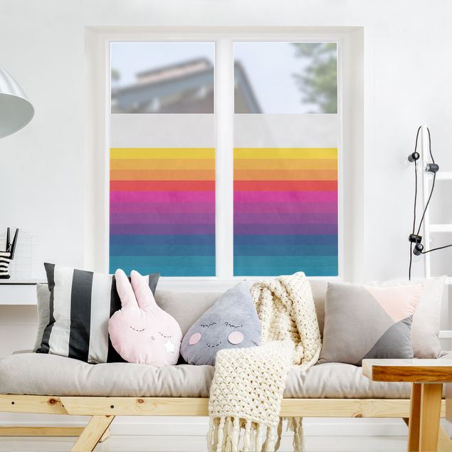 Klebefolie für Fenster Retro Regenbogen Streifen