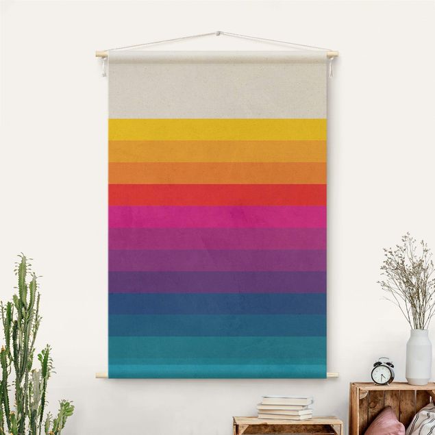 Wandbehang modern Retro Regenbogen Streifen