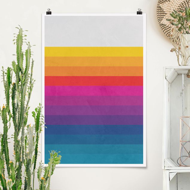 Wand Poster XXL Retro Regenbogen Streifen