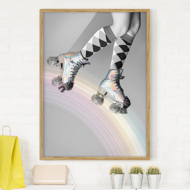 Moderne Bilder mit Rahmen Rollerblades auf Regenbogen