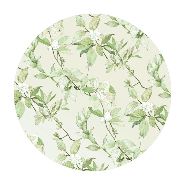 Vinyl-Teppich Romantisches Blütenaquarell Natur Grün