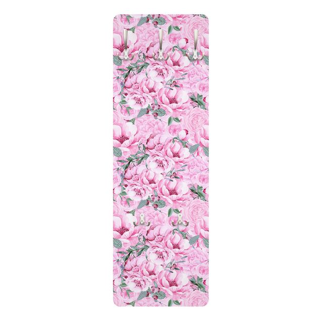 Garderobe - Rosa Blütentraum Pastell Rosen in Aquarell