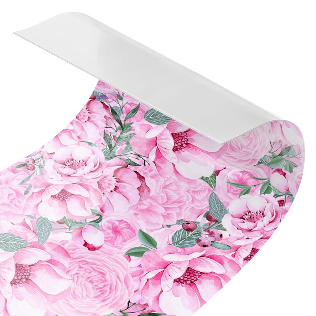 Küchenrückwand Motiv Rosa Blütentraum Pastell Rosen in Aquarell