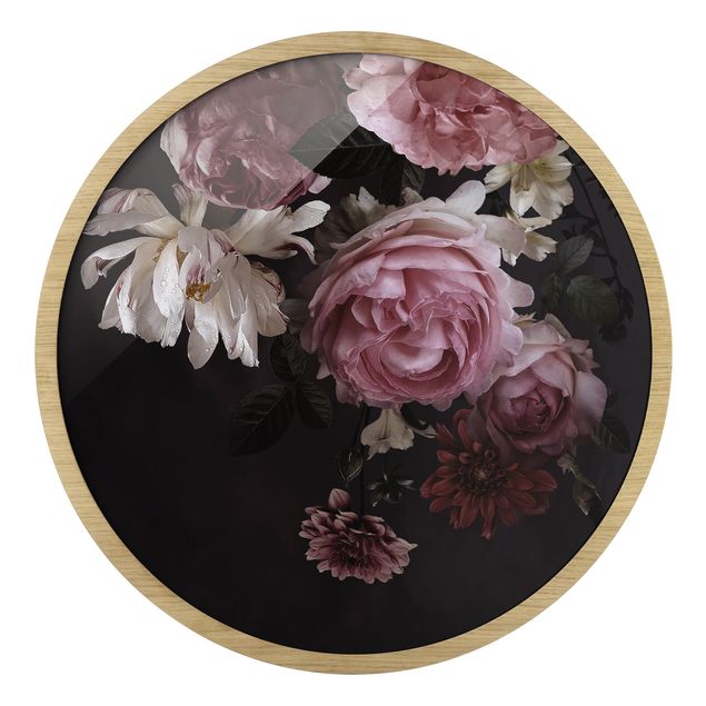 schöne Bilder Rosa Blumen auf Schwarz Vintage