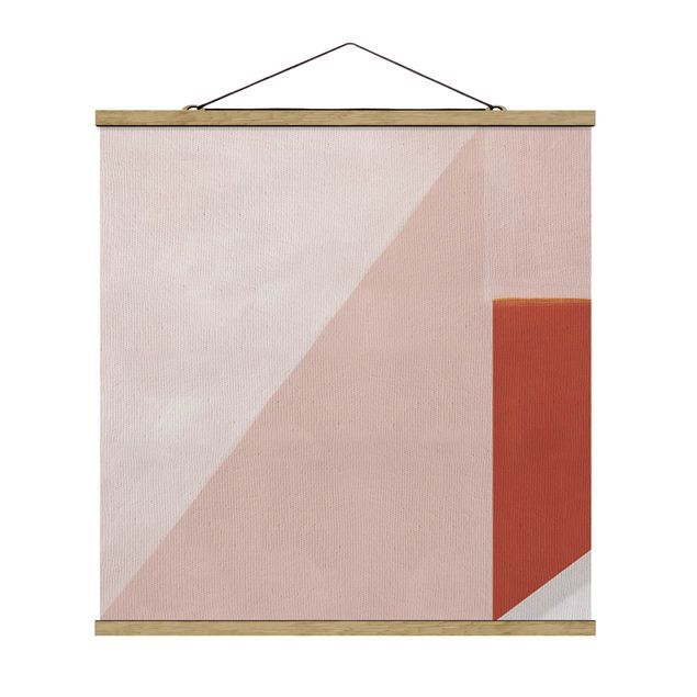 Stoffbild mit Posterleisten - Rosa Geometrie - Quadrat 1:1