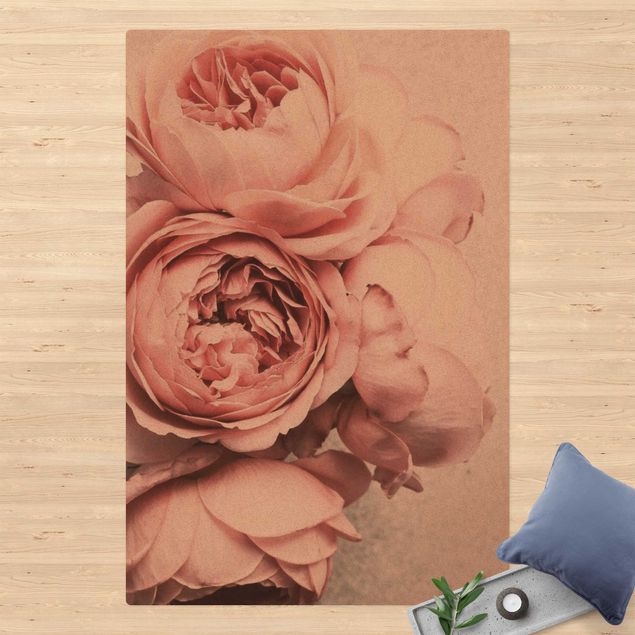 Moderne Teppiche Rosa Pfingstrosenblüten Shabby Pastell