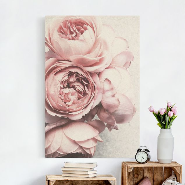 Leinwandbilder Rosa Pfingstrosenblüten Shabby Pastell