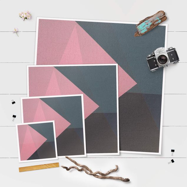 Poster - Rosa Transparenz Geometrie - Quadrat 1:1