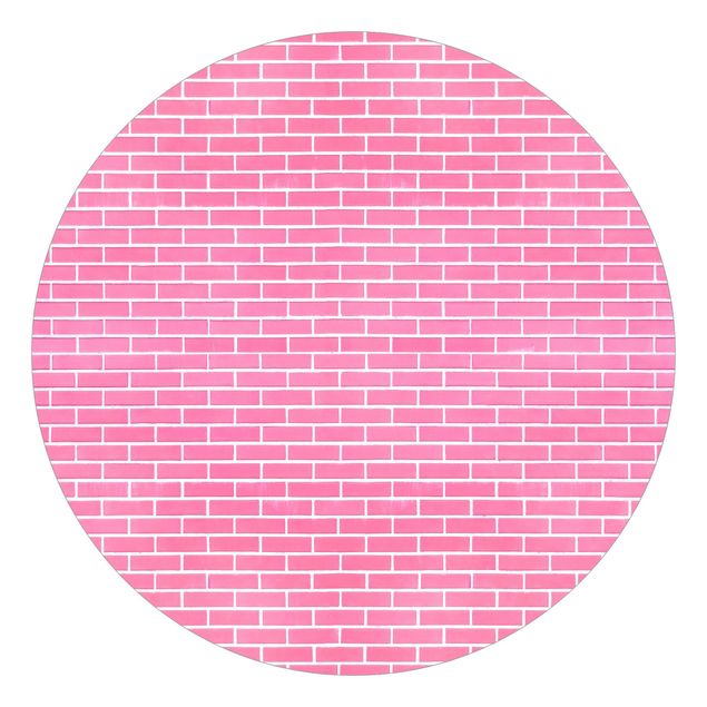 Runde Tapete selbstklebend - Rosa Ziegelwand