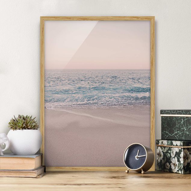 Moderne Bilder mit Rahmen Roségoldener Strand am Morgen
