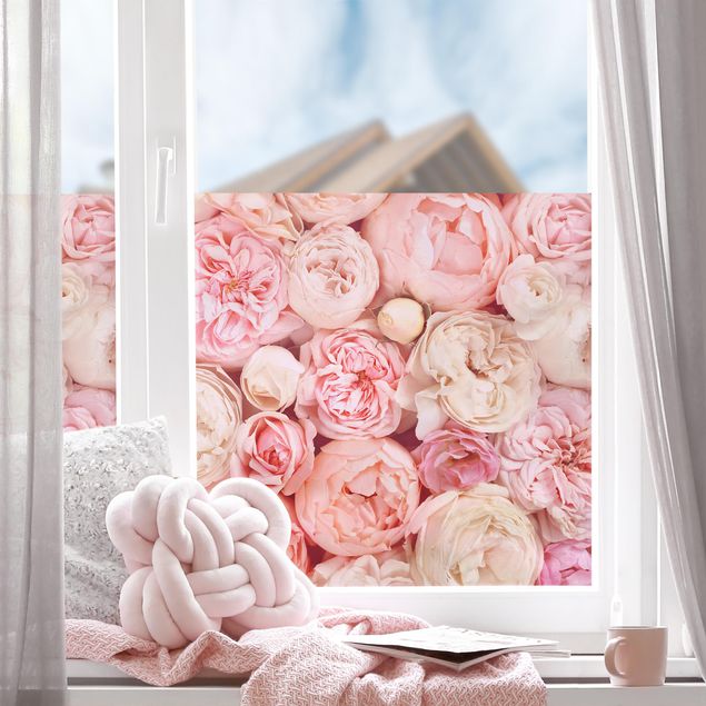 Fensterfolie bunt Rosen Rosé Koralle Shabby