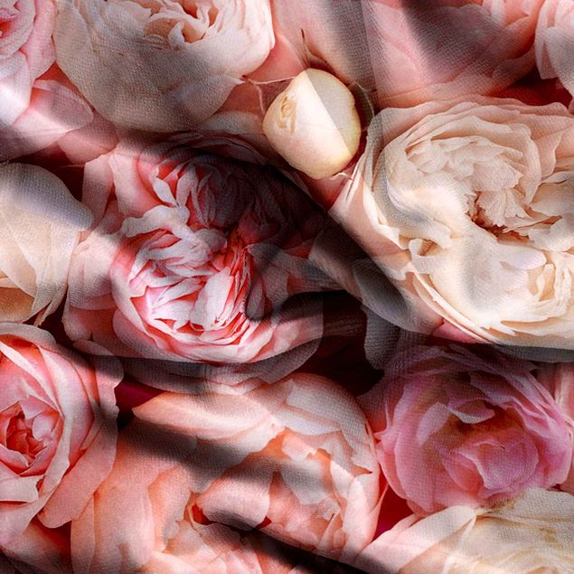 Blickdichte Vorhänge Rosen Rosé Koralle Shabby
