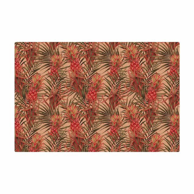 Kork-Teppich - Rote Ananas mit Palmenblättern Tropisch - Querformat 3:2