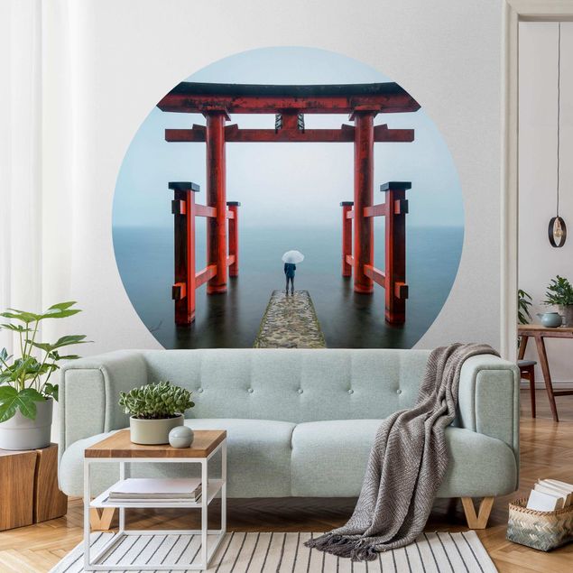 Tapete Natur Rotes Torii am Ashi-See