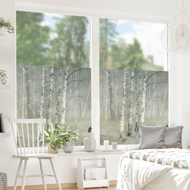 Fensterbilder Folie Ruhender Birkenwald