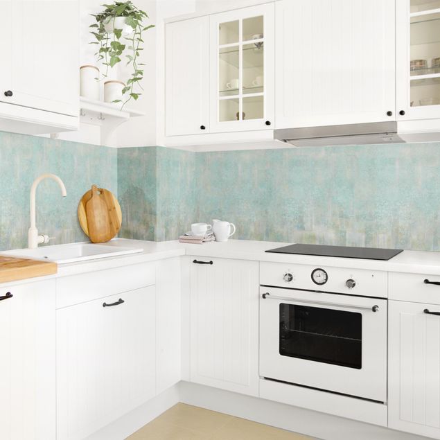 Küchenrückwand selbstklebend Rustikales Betonmuster Mint