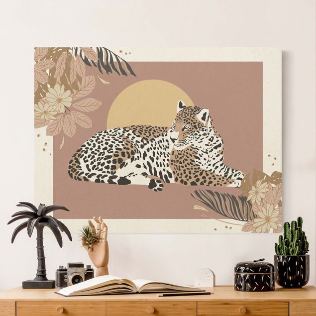 Leinwandbilder Gold Canvas Safari Tiere - Leopard im Sonnenuntergang