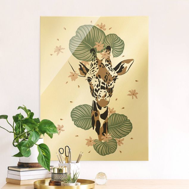 XXL Glasbilder Safari Tiere - Portrait Giraffe