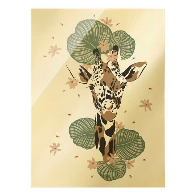 Glasbild - Safari Tiere - Portrait Giraffe - Hochformat 3:4
