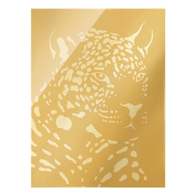 Glasbild - Safari Tiere - Portrait Leopard Beige - Hochformat 3:4