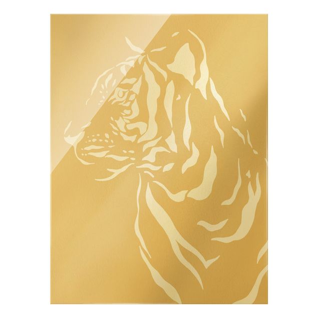 Glasbild - Safari Tiere - Portrait Tiger Beige - Hochformat 3:4