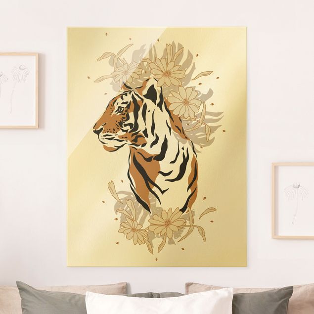 Glas Wandbilder XXL Safari Tiere - Portrait Tiger