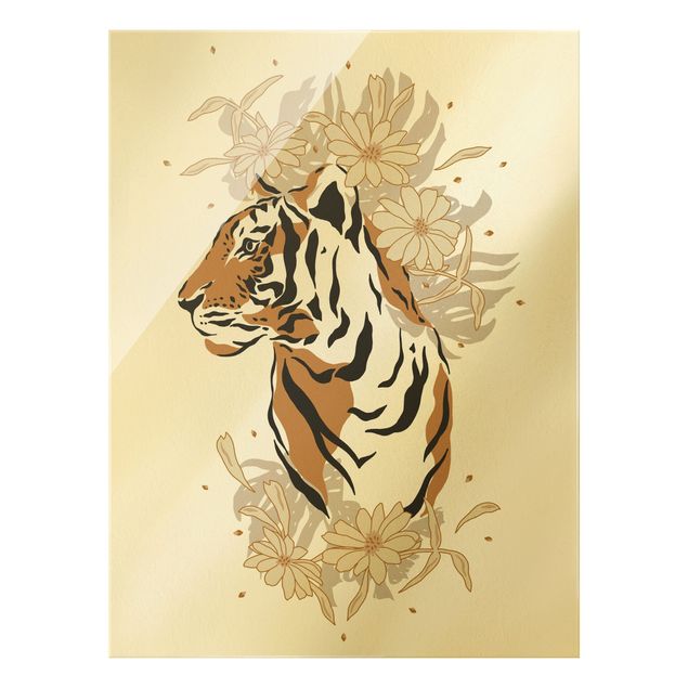 Glasbild - Safari Tiere - Portrait Tiger - Hochformat 3:4