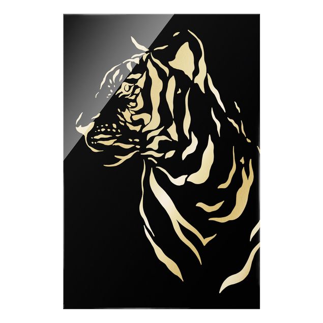 Glasbild - Safari Tiere - Portrait Tiger Schwarz - Hochformat 2:3