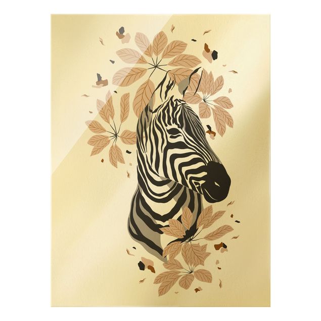 Glasbild - Safari Tiere - Portrait Zebra - Hochformat 3:4