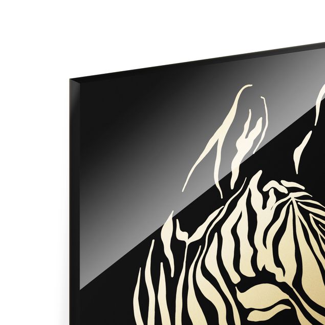 Glasbild - Safari Tiere - Portrait Zebra Schwarz - Hochformat 3:4