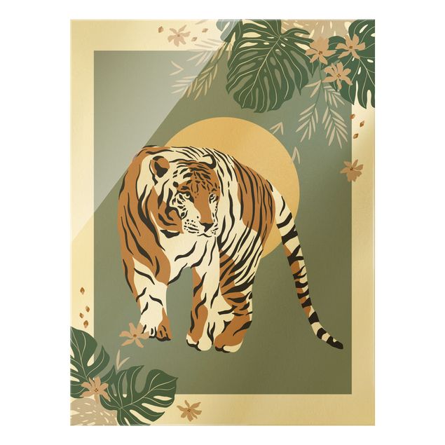 Glasbild - Safari Tiere - Tiger - Hochformat 3:4
