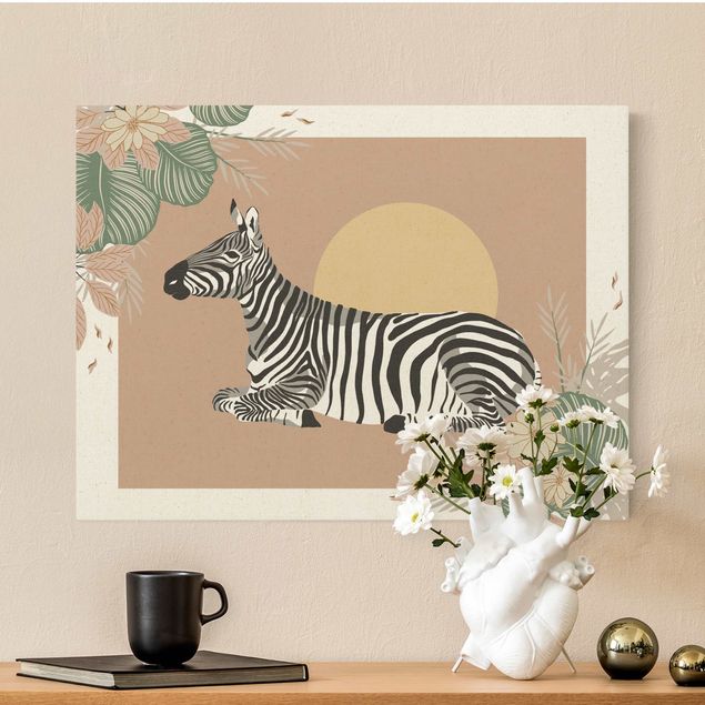 Leinwandbilder Gold Canvas Safari Tiere - Zebra im Sonnenuntergang