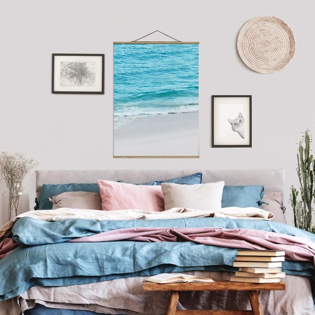 Stoffbilder mit Posterleisten Sanfte Wellen in Malibu