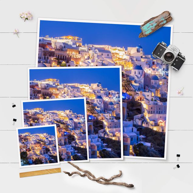 Poster - Santorini at night - Quadrat 1:1