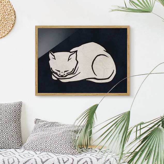 Moderne Bilder mit Rahmen Schlafende Katze Illustration