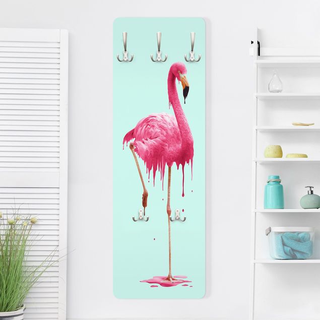 Wandgarderobe Tiere Schmelzender Flamingo