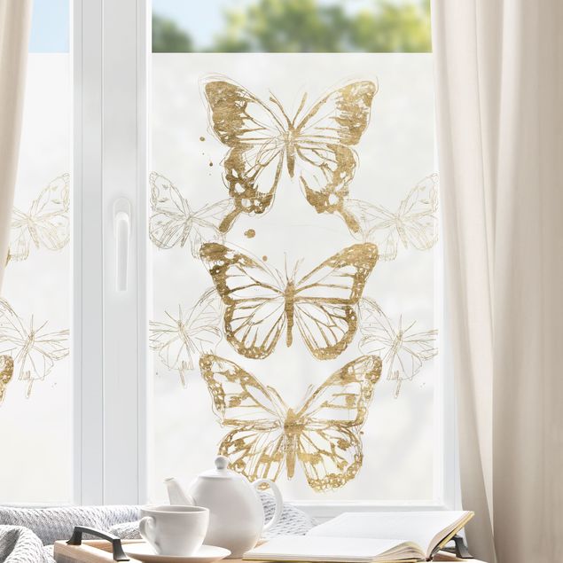 Fensterbilder Tiere Schmetterlingskomposition in Gold I