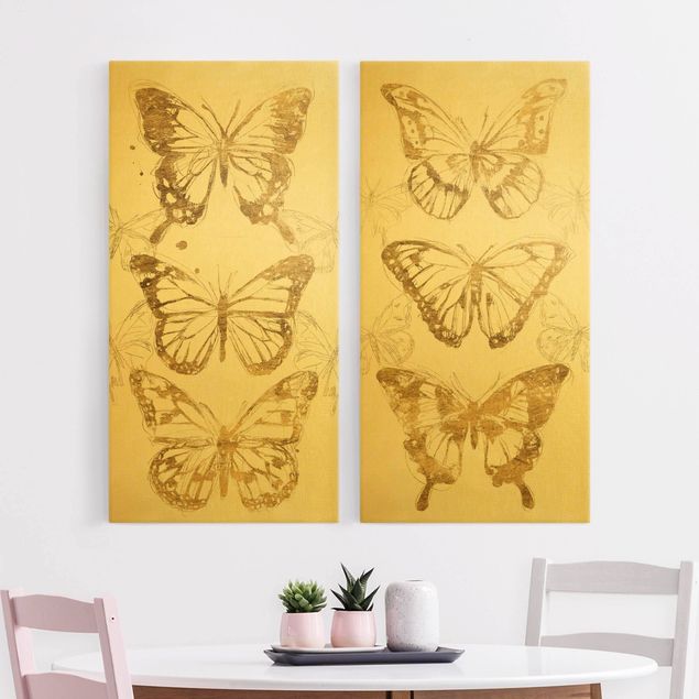 schöne Bilder Schmetterlingskompositionen Gold