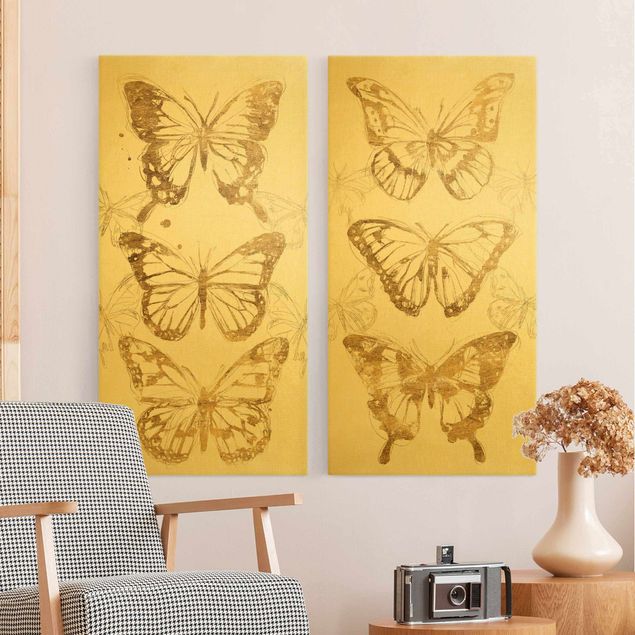 Schmetterlinge Leinwand Schmetterlingskompositionen Gold