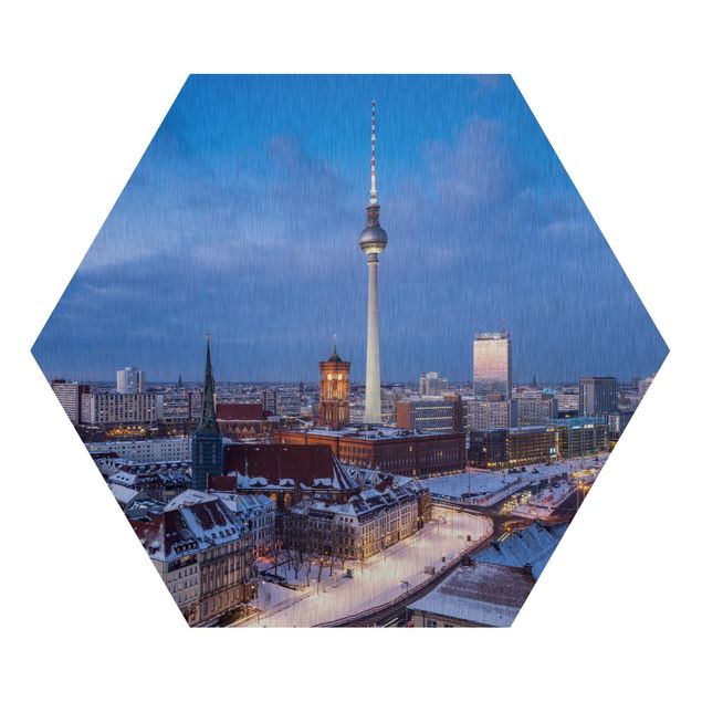 Hexagon Bild Alu-Dibond - Schnee in Berlin