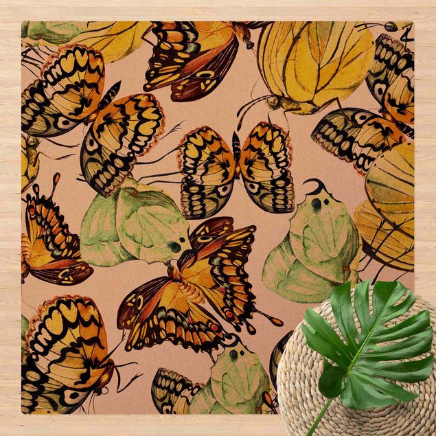 Moderne Teppiche Schwarm von Gelben Schmetterlingen