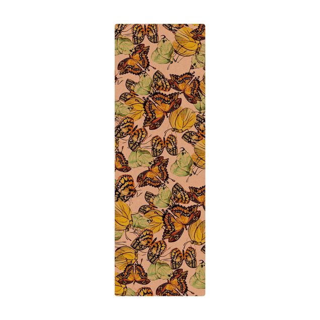Kork-Teppich - Schwarm von Gelben Schmetterlingen - Hochformat 1:2