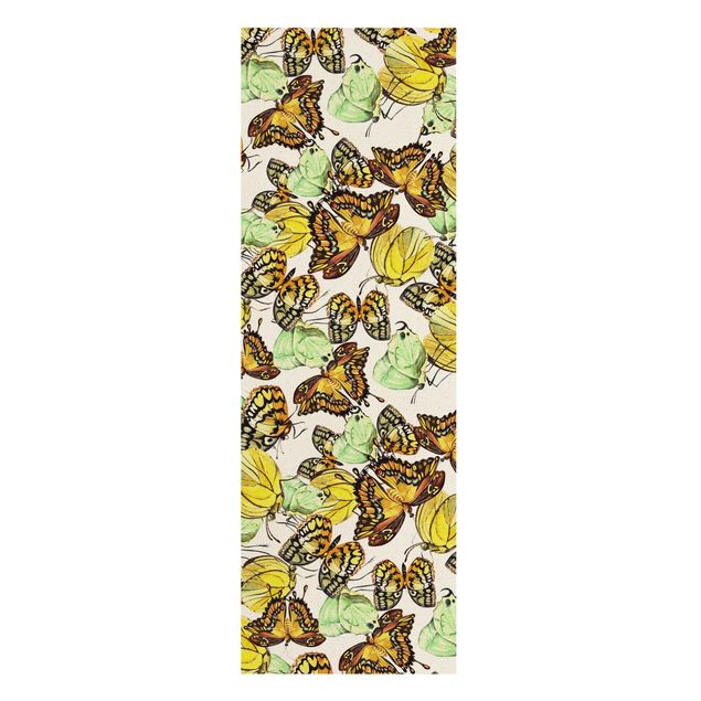 Leinwandbild Natur - Schwarm von Gelben Schmetterlingen - Hochformat 1:3