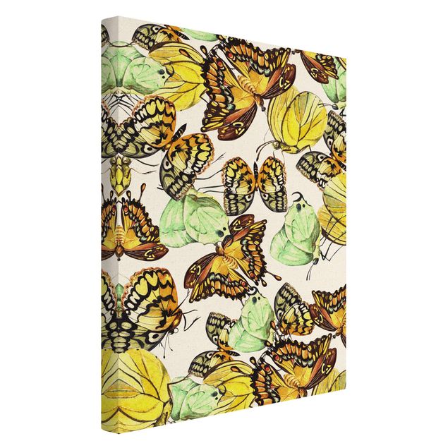 Leinwandbild Natur - Schwarm von Gelben Schmetterlingen - Hochformat 2:3