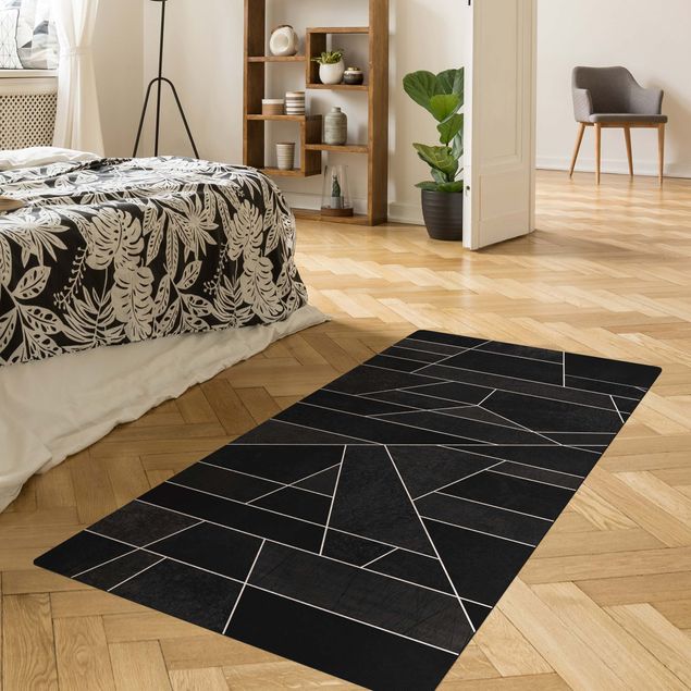 Teppich abstrakt Schwarz Weiß Geometrie Aquarell