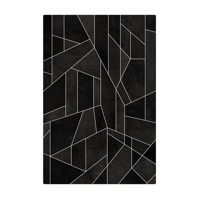Kork-Teppich - Schwarz Weiß Geometrie Aquarell - Hochformat 2:3