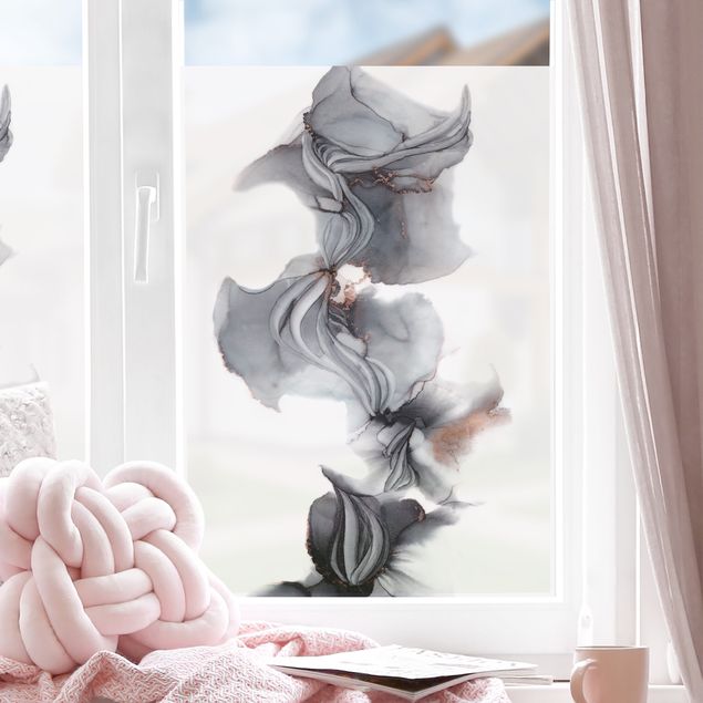 Fensterfolie Schwarze Medusa mit Kupferglanz